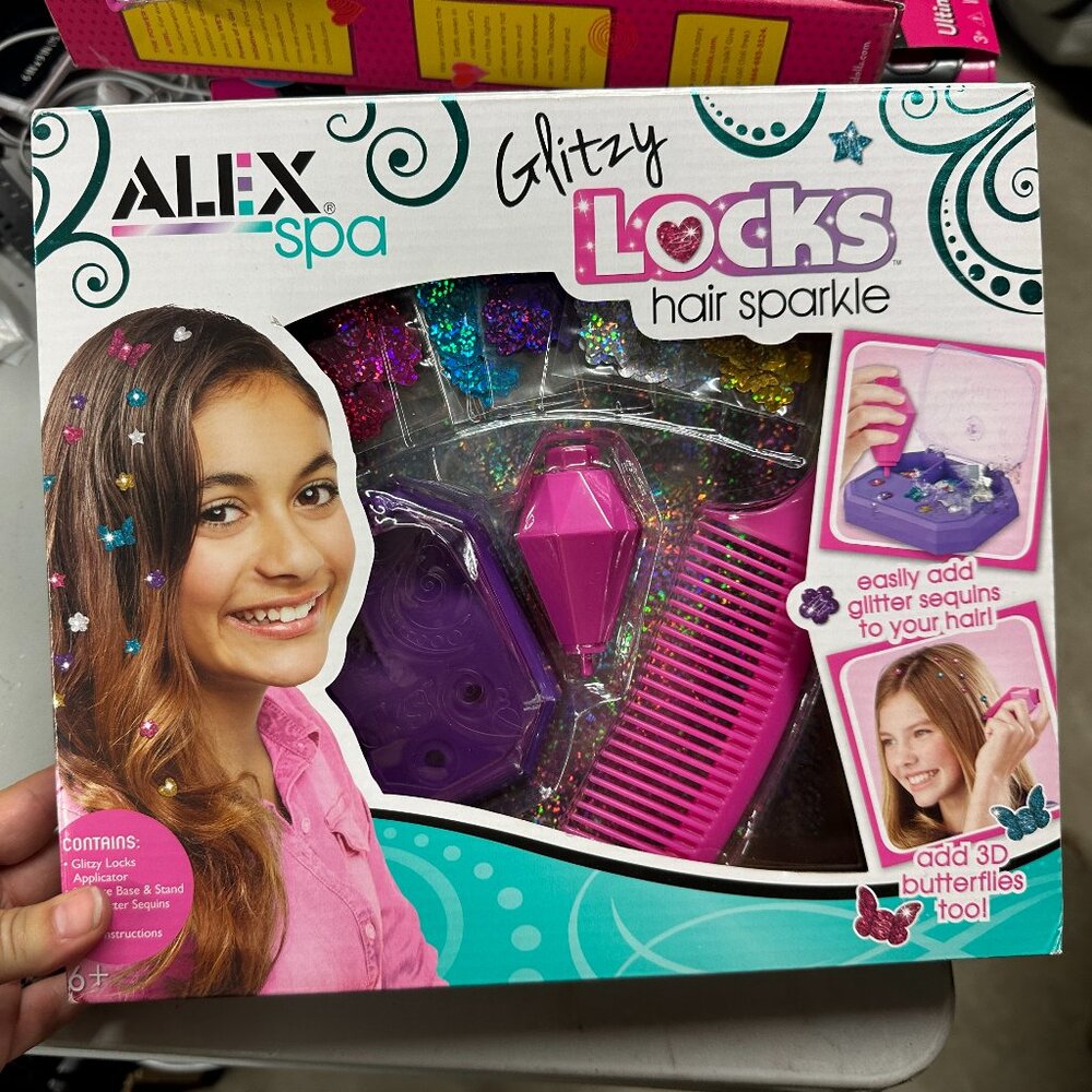 Alex Spa Glitzy Locks Hair Sparkle Glitter Sequins 3D Butterflies New In Box